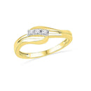 10kt Yellow Gold Women's Round Diamond 3-stone Bridal Wedding Engagement Ring 1/10 Cttw - FREE Shipping (US/CAN)-Gold & Diamond Engagement & Anniversary Rings-5-JadeMoghul Inc.