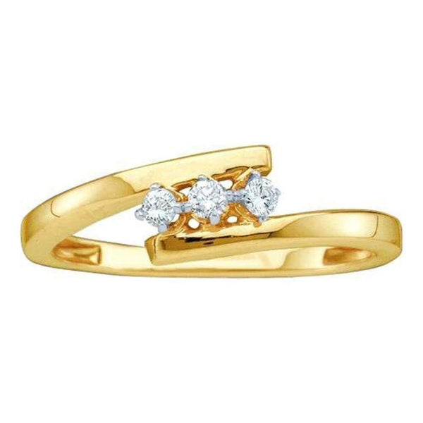 10kt Yellow Gold Women's Round Diamond 3-stone Bridal Wedding Engagement Ring 1/10 Cttw - FREE Shipping (US/CAN)-Gold & Diamond Promise Rings-10.5-JadeMoghul Inc.