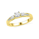 10kt Yellow Gold Women's Round Diamond 3-stone Bridal Wedding Engagement Ring 1/2 Cttw - FREE Shipping (US/CAN)-Gold & Diamond Engagement & Anniversary Rings-5-JadeMoghul Inc.