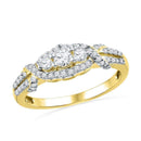 10kt Yellow Gold Women's Round Diamond 3-stone Bridal Wedding Engagement Ring 1/2 Cttw - FREE Shipping (US/CAN)-Gold & Diamond Engagement & Anniversary Rings-6-JadeMoghul Inc.