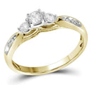 10kt Yellow Gold Women's Round Diamond 3-stone Bridal Wedding Engagement Ring 3/8 Cttw - FREE Shipping (US/CAN)-Gold & Diamond Engagement & Anniversary Rings-5-JadeMoghul Inc.