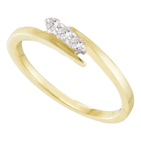 10kt Yellow Gold Women's Round Diamond 3-stone Promise Bridal Ring 1/10 Cttw - FREE Shipping (US/CAN)-Gold & Diamond Promise Rings-6.5-JadeMoghul Inc.