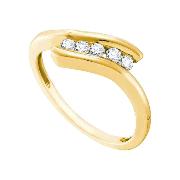 10kt Yellow Gold Women's Round Diamond 5-stone Promise Bridal Ring 1/5 Cttw - FREE Shipping (US/CAN)-Gold & Diamond Promise Rings-5-JadeMoghul Inc.