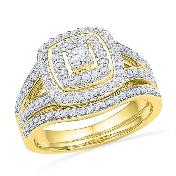 10kt Yellow Gold Women's Round Diamond Bridal Wedding Engagement Ring Band Set 5-8 Cttw - FREE Shipping (US/CAN)-Gold & Diamond Wedding Ring Sets-JadeMoghul Inc.