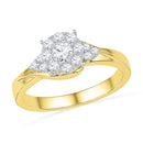 10kt Yellow Gold Women's Round Diamond Cluster Bridal Wedding Engagement Ring 1/2 Cttw - FREE Shipping (US/CAN)-Gold & Diamond Engagement & Anniversary Rings-5-JadeMoghul Inc.