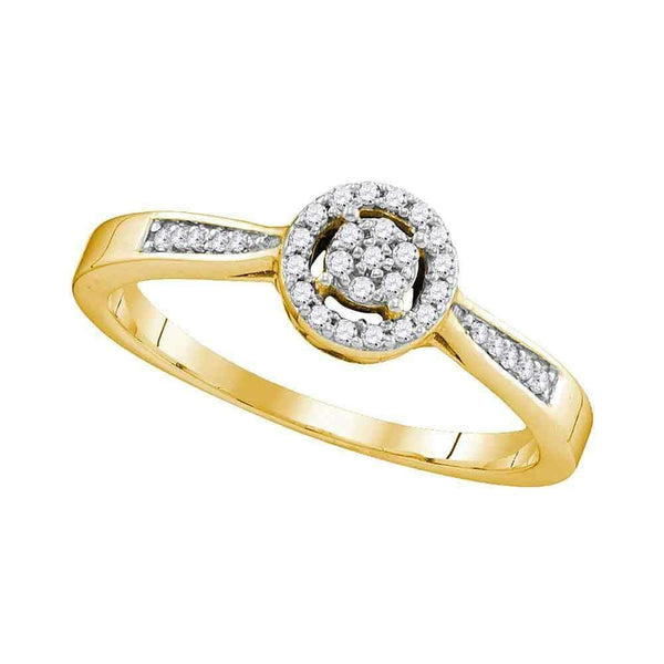 10kt Yellow Gold Womens Round Diamond Cluster Bridal Wedding Engagement Ring 1/8 Cttw - FREE Shipping (US/CAN)-Gold & Diamond Engagement & Anniversary Rings-5-JadeMoghul Inc.