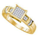 10kt Yellow Gold Women's Round Diamond Cluster Bridal Wedding Engagement Ring 1/8 Cttw - FREE Shipping (US/CAN)-Gold & Diamond Engagement & Anniversary Rings-6-JadeMoghul Inc.