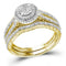 10kt Yellow Gold Womens Round Diamond Cluster Bridal Wedding Engagement Ring Band Set 1-3 Cttw-Gold & Diamond Wedding Ring Sets-JadeMoghul Inc.