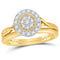 10kt Yellow Gold Womens Round Diamond Cluster Bridal Wedding Engagement Ring Band Set 1/3 Cttw-Gold & Diamond Wedding Ring Sets-9-JadeMoghul Inc.