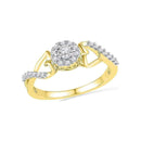 10kt Yellow Gold Women's Round Diamond Cluster Heart Promise Bridal Ring 1/6 Cttw - FREE Shipping (US/CAN)-Gold & Diamond Promise Rings-5-JadeMoghul Inc.