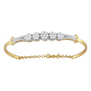 10kt Yellow Gold Women's Round Diamond Cluster Promise Bangle Bracelet 1.00 Cttw - FREE Shipping (US/CAN)-Gold & Diamond Bracelets-JadeMoghul Inc.