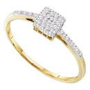 10kt Yellow Gold Womens Round Diamond Cluster Ring 1/12 Cttw - FREE Shipping (US/CAN)-Gold & Diamond Cluster Rings-5-JadeMoghul Inc.