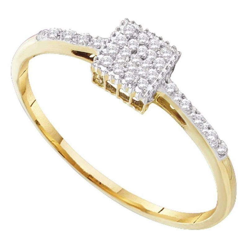 10kt Yellow Gold Womens Round Diamond Cluster Ring 1/12 Cttw - FREE Shipping (US/CAN)-Gold & Diamond Cluster Rings-5-JadeMoghul Inc.