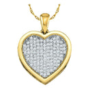 10kt Yellow Gold Women's Round Diamond Cluster Small Heart Love Pendant 1-20 Cttw - FREE Shipping (US/CAN)-Gold & Diamond Pendants & Necklaces-JadeMoghul Inc.