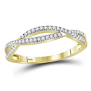 10kt Yellow Gold Womens Round Diamond Crossover Woven Band Ring 1-5 Cttw-Gold & Diamond Bands-JadeMoghul Inc.