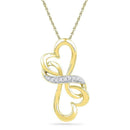 10kt Yellow Gold Women's Round Diamond Double Heart Love Pendant 1-20 Cttw - FREE Shipping (US/CAN)-Gold & Diamond Pendants & Necklaces-JadeMoghul Inc.