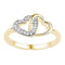 10kt Yellow Gold Women's Round Diamond Double Locked Heart Ring 1/12 Cttw - FREE Shipping (US/CAN)-Gold & Diamond Heart Rings-5-JadeMoghul Inc.