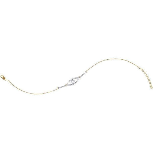 10kt Yellow Gold Women's Round Diamond Eye Chain Bracelet 1-5 Cttw - FREE Shipping (US/CAN)-Gold & Diamond Bracelets-JadeMoghul Inc.