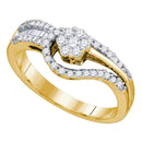 10kt Yellow Gold Women's Round Diamond Flower Cluster Bridal Wedding Engagement Ring 1/2 Cttw - FREE Shipping (US/CAN)-Gold & Diamond Engagement & Anniversary Rings-5-JadeMoghul Inc.