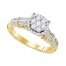 10kt Yellow Gold Women's Round Diamond Flower Cluster Bridal Wedding Engagement Ring 5/8 Cttw - FREE Shipping (US/CAN)-Gold & Diamond Engagement & Anniversary Rings-5-JadeMoghul Inc.
