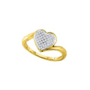 10kt Yellow Gold Women's Round Diamond Heart Cluster Love Ring 1/10 Cttw - FREE Shipping (US/CAN)-Gold & Diamond Heart Rings-5-JadeMoghul Inc.