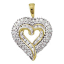 10kt Yellow Gold Women's Round Diamond Heart Cluster Pendant 1-2 Cttw - FREE Shipping (US/CAN)-Gold & Diamond Pendants & Necklaces-JadeMoghul Inc.