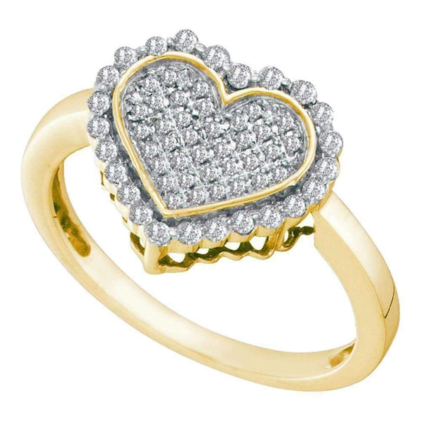 10kt Yellow Gold Women's Round Diamond Heart Cluster Ring 1/4 Cttw - FREE Shipping (US/CAN)-Gold & Diamond Heart Rings-5-JadeMoghul Inc.