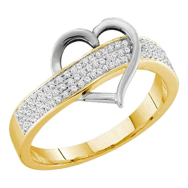 10kt Yellow Gold Women's Round Diamond Heart Love Band 1/6 Cttw - FREE Shipping (US/CAN)-Gold & Diamond Heart Rings-6-JadeMoghul Inc.