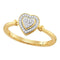 10kt Yellow Gold Women's Round Diamond Heart Love Cluster Ring 1/10 Cttw - FREE Shipping (US/CAN)-Gold & Diamond Heart Rings-6-JadeMoghul Inc.