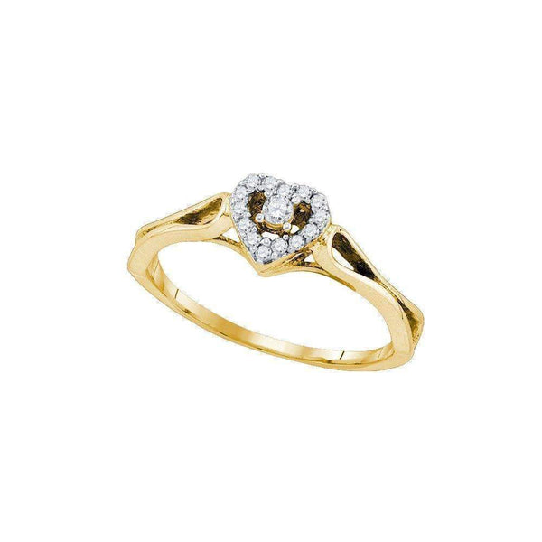 10kt Yellow Gold Women's Round Diamond Heart Love Promise Bridal Ring 1/10 Cttw - FREE Shipping (US/CAN)-Gold & Diamond Promise Rings-7.5-JadeMoghul Inc.