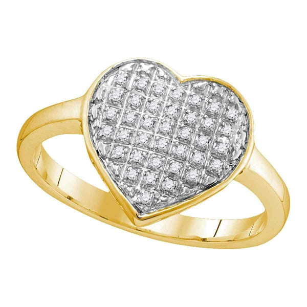 10kt Yellow Gold Women's Round Diamond Heart Love Ring 1/10 Cttw - FREE Shipping (US/CAN)-Gold & Diamond Heart Rings-5.5-JadeMoghul Inc.