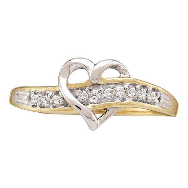 10kt Yellow Gold Women's Round Diamond Heart Love Ring 1/20 Cttw - FREE Shipping (US/CAN)-Gold & Diamond Heart Rings-5-JadeMoghul Inc.