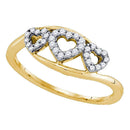 10kt Yellow Gold Women's Round Diamond Heart Love Ring 1/5 Cttw - FREE Shipping (US/CAN)-Gold & Diamond Heart Rings-5-JadeMoghul Inc.