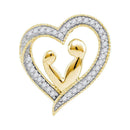 10kt Yellow Gold Women's Round Diamond Heart Mother Child Embrace Pendant 1-10 Cttw - FREE Shipping (US/CAN)-Gold & Diamond Pendants & Necklaces-JadeMoghul Inc.