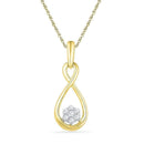 10kt Yellow Gold Women's Round Diamond Infinity Cluster Pendant 1-8 Cttw - FREE Shipping (US/CAN)-Gold & Diamond Pendants & Necklaces-JadeMoghul Inc.