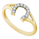 10kt Yellow Gold Women's Round Diamond Lucky Horseshoe Split-shank Ring 1/10 Cttw - FREE Shipping (US/CAN)-Gold & Diamond Rings-10-JadeMoghul Inc.