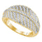 10kt Yellow Gold Women's Round Diamond Milgrain Striped Band Ring 3/8 Cttw - FREE Shipping (US/CAN)-Gold & Diamond Fashion Rings-5-JadeMoghul Inc.