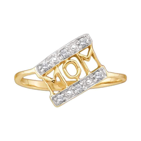 10kt Yellow Gold Women's Round Diamond Mom Mother Accent Ring 1/20 Cttw - FREE Shipping (US/CAN)-Gold & Diamond Fashion Rings-5-JadeMoghul Inc.