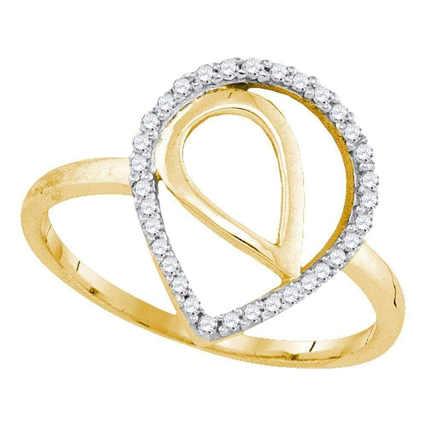 10kt Yellow Gold Womens Round Diamond Nested Teardrop Fashion Ring 1/10 Cttw - FREE Shipping (US/CAN)-Gold & Diamond Fashion Rings-5-JadeMoghul Inc.