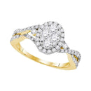 10kt Yellow Gold Women's Round Diamond Oval Cluster Halo Twist Bridal Wedding Engagement Ring 1-1/8 Cttw - FREE Shipping (US/CAN)-Gold & Diamond Engagement & Anniversary Rings-5-JadeMoghul Inc.