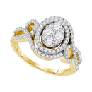 10kt Yellow Gold Women's Round Diamond Oval Halo Twist Cluster Bridal Wedding Engagement Ring 1-1/12 Cttw - FREE Shipping (US/CAN)-Gold & Diamond Engagement & Anniversary Rings-5-JadeMoghul Inc.