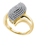 10kt Yellow Gold Women's Round Diamond Oval Marquise-shape Cluster Ring 3/8 Cttw - FREE Shipping (US/CAN)-Rings And Bands-7-JadeMoghul Inc.