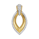 10kt Yellow Gold Womens Round Diamond Oval Pendant 1-6 Cttw-Gold & Diamond Pendants & Necklaces-JadeMoghul Inc.