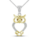10kt Yellow Gold Women's Round Diamond Owl Bird Animal Pendant 1-20 Cttw - FREE Shipping (US/CAN)-Gold & Diamond Pendants & Necklaces-JadeMoghul Inc.
