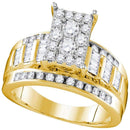 10kt Yellow Gold Women's Round Diamond Rectangle Cluster Bridal Wedding Engagement Ring 7/8 Cttw - FREE Shipping (US/CAN) - Size 10-Gold & Diamond Engagement & Anniversary Rings-9-JadeMoghul Inc.