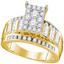 10kt Yellow Gold Women's Round Diamond Rectangle Cluster Bridal Wedding Engagement Ring 7/8 Cttw - FREE Shipping (US/CAN) - Size 6-Gold & Diamond Engagement & Anniversary Rings-5-JadeMoghul Inc.