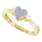 10kt Yellow Gold Women's Round Diamond Simple Heart Cluster Ring 1/12 Cttw - FREE Shipping (US/CAN)-Gold & Diamond Heart Rings-5-JadeMoghul Inc.