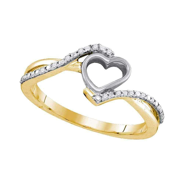 10kt Yellow Gold Women's Round Diamond Simple Heart Ring 1/12 Cttw - FREE Shipping (US/CAN)-Gold & Diamond Heart Rings-5-JadeMoghul Inc.
