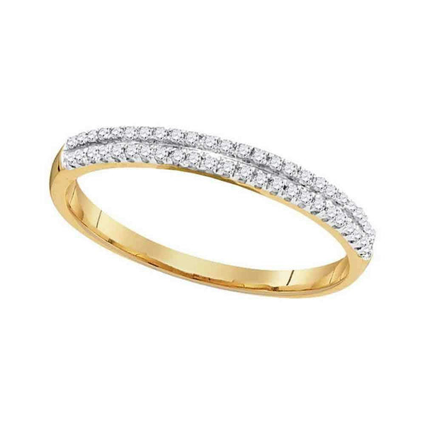 10kt Yellow Gold Women's Round Diamond Slender Double Row Band 1-6 Cttw - FREE Shipping (US/CAN)-Gold & Diamond Bands-JadeMoghul Inc.