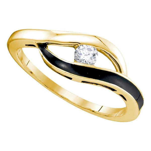 10kt Yellow Gold Women's Round Diamond Solitaire Black-tone Promise Bridal Ring 1/8 Cttw - FREE Shipping (US/CAN)-Gold & Diamond Promise Rings-5.5-JadeMoghul Inc.